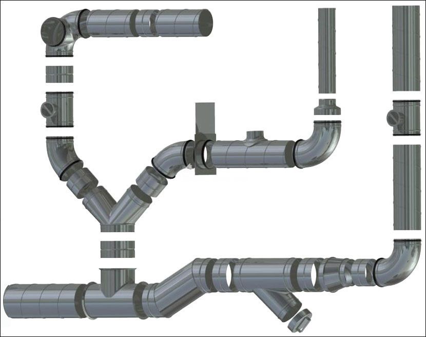 Круглые вентиляционные элементы: каналы, трубы, решетки, отводы