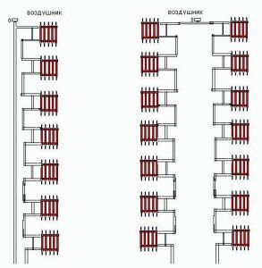 Однотрубная система отопления схема многоэтажного дома