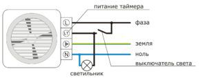 Схема электропитания вентилятора для ванной