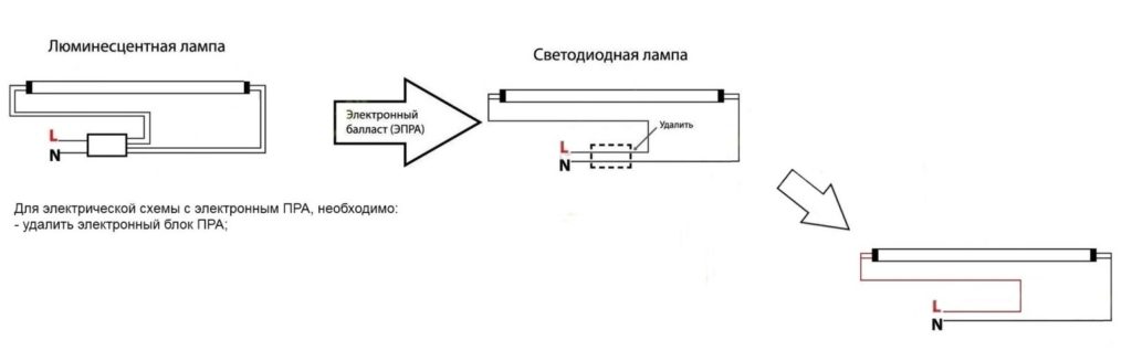 Схема подключения люминесцентного светильника