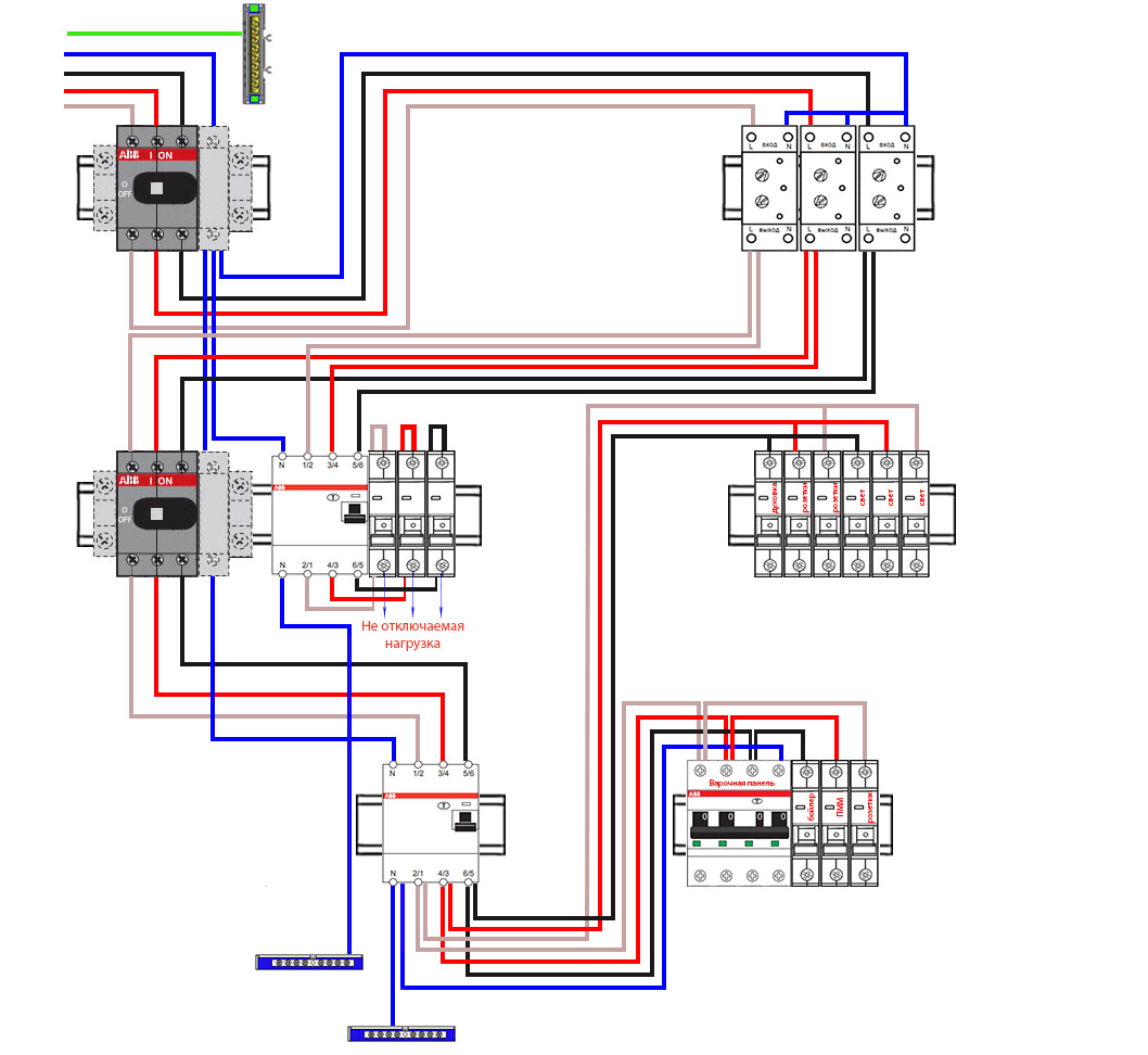Схема 3 фазного электрощита для частного дома на 15 квт