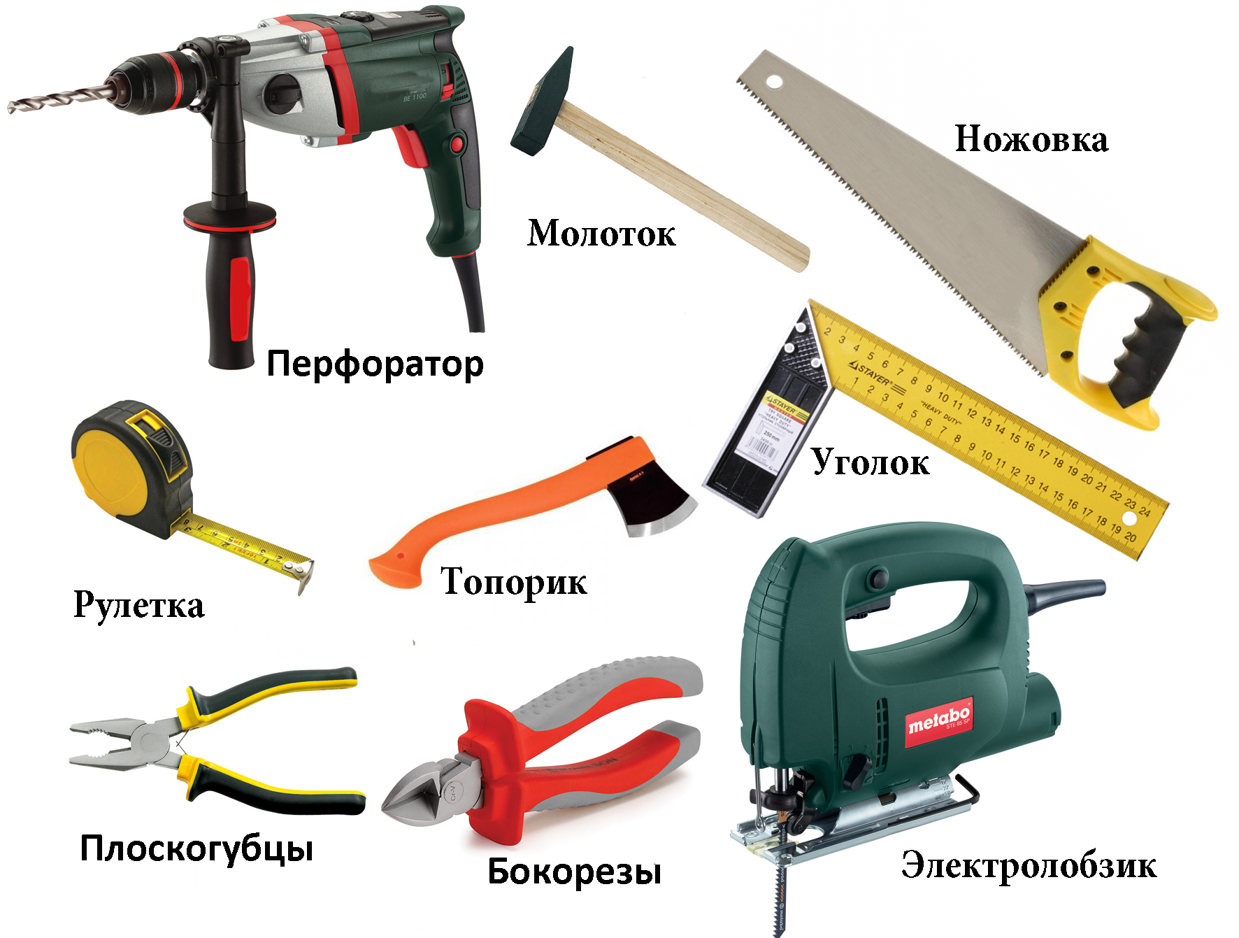 Названия инструментов для строительства