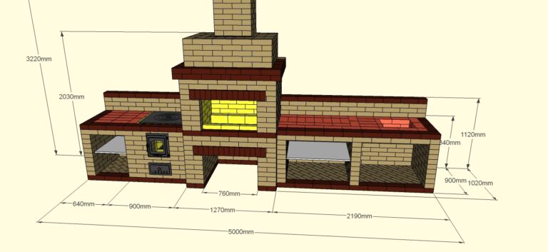 Мангал из кирпича чертеж с размерами и порядовками